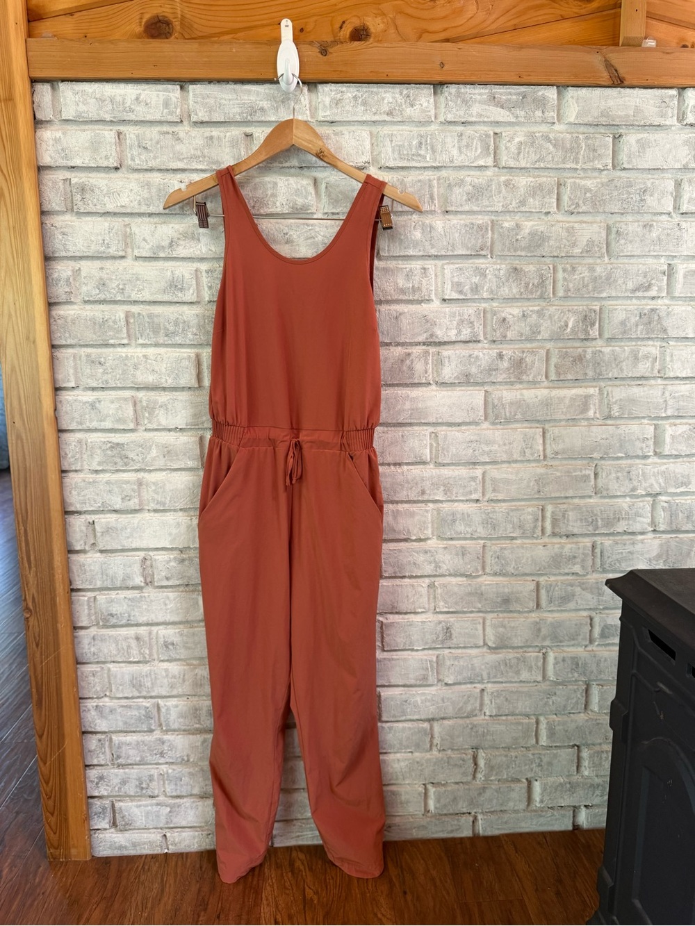 all in motion Rust-Colored Sleeveless Drawstring Jumpsuit